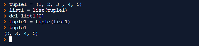 Entfernung eines ganzen Python Tuples.