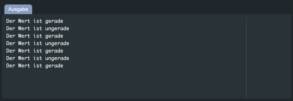 Wir prüfen als ob the if-Anweisung wahr ist mit Hilfe des logischen is-not Operators.