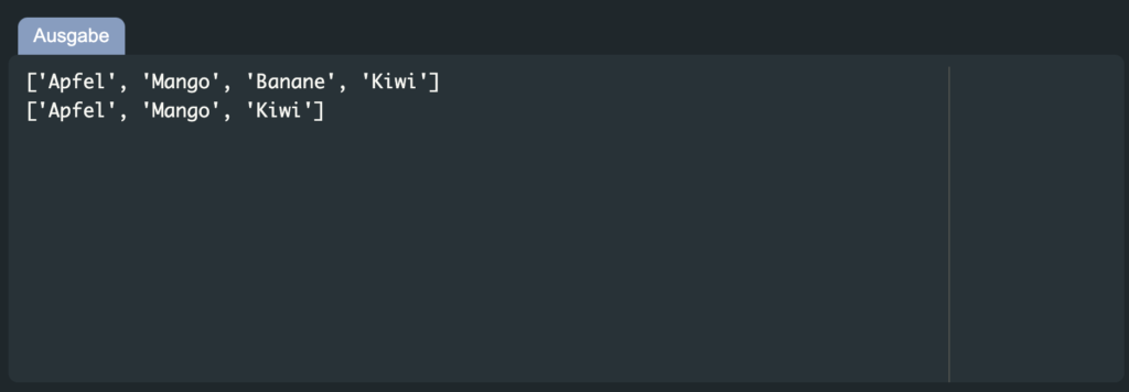 So können wir Werte aus dem Python Array entfernen
