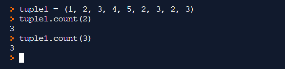 Ermittlung der Häufigkeit eines Wertes in einem Tuple mit der count()-Funktion.